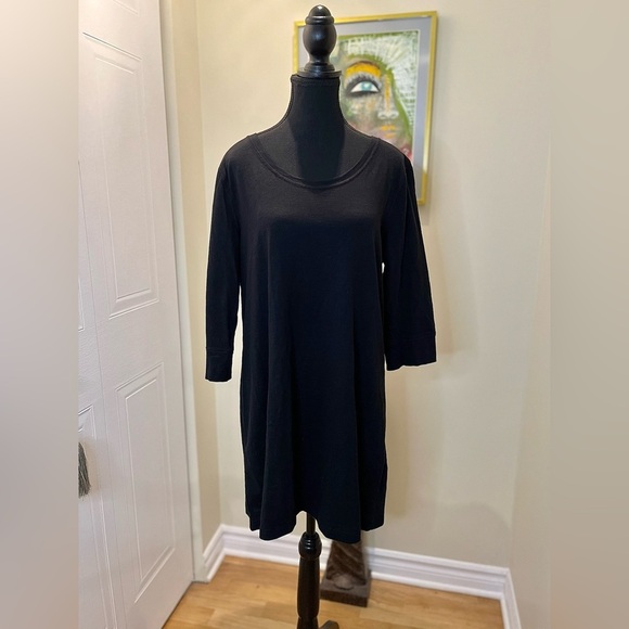 🆒🖤Massimo Supply Co. Long black  tunic top w/ round neck & 3/4 sleeves - Picture 2 of 9